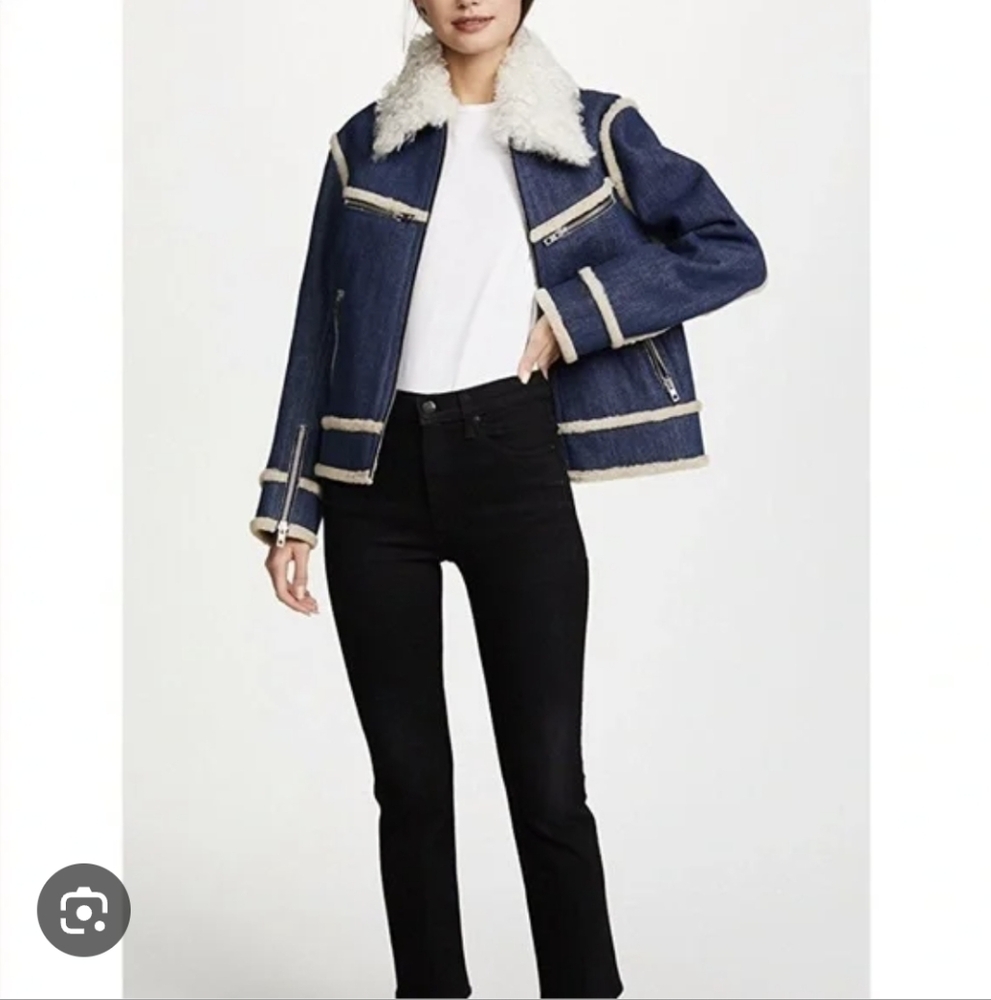 Rag and bone blue denim shearling jacket S